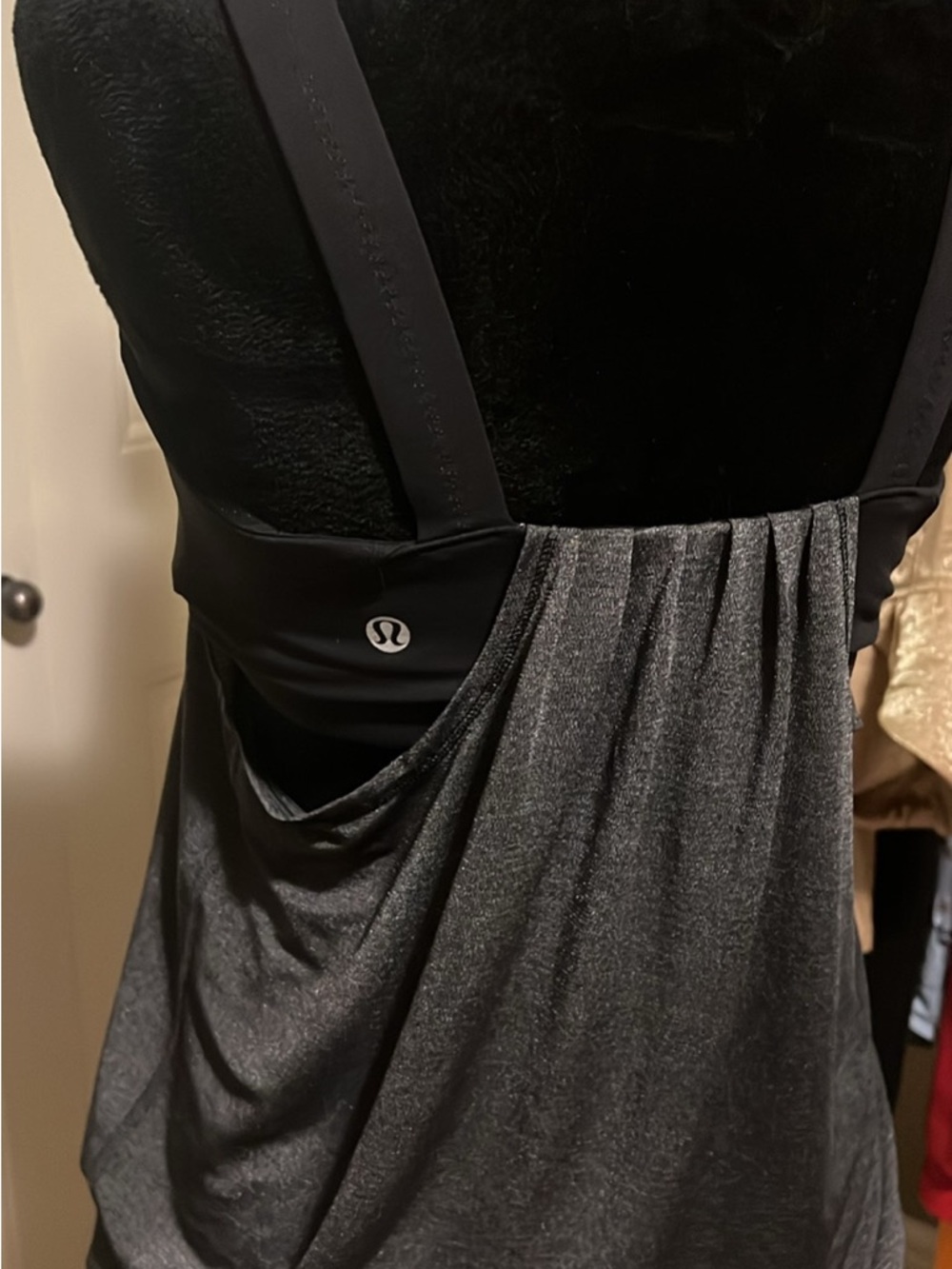 lululemon athletica Black & Charcoal Backless Draped Tank